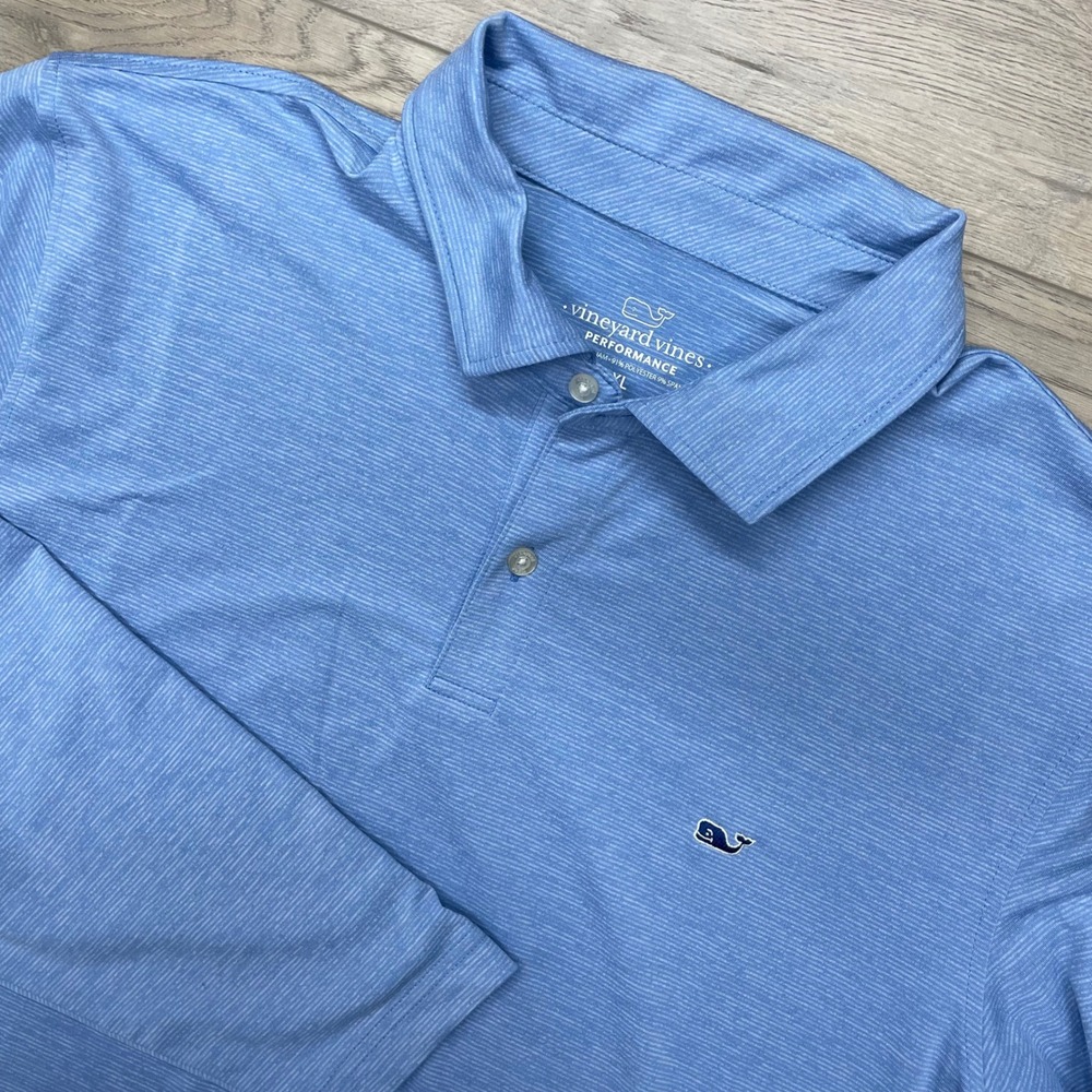 Vineyard Vines Performance Polo Mens XL Blue Long Sleeve Heathered 1G013468